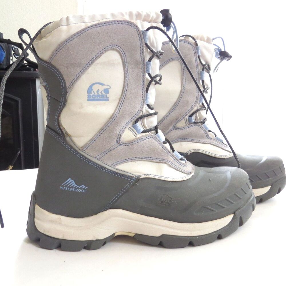 Sorel Women's Alpha Trac Xtreme Pulley Waterproof Snow Boots White 9 EUC